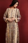 Buy_Sue Mue_Beige Silk Ajrakh Print Kurta Set _Online_at_Aza_Fashions