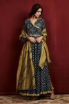 Sue Mue_Green Cotton Ajrakh Print Angrakha Set _Online_at_Aza_Fashions
