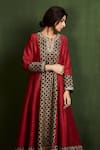 Sue Mue_Red Silk Ajrakh Print Anarkali And Palazzo Set _Online_at_Aza_Fashions