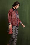 Buy_Sue Mue_Maroon Cotton Ajrakh Print Shirt _Online_at_Aza_Fashions