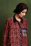 Shop_Sue Mue_Maroon Cotton Ajrakh Print Shirt _Online_at_Aza_Fashions