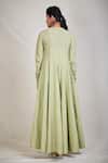 Shop_Sue Mue_Green Cotton, Mul Round Asymmetric Angarkha Set _at_Aza_Fashions