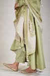 Shop_Sue Mue_Green Cotton, Mul Round Asymmetric Angarkha Set _Online_at_Aza_Fashions