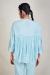 Shop_Sue Mue_Blue Mul Round Flared Short Tunic _at_Aza_Fashions