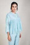 Sue Mue_Blue Mul Round Flared Short Tunic _Online_at_Aza_Fashions