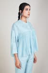 Buy_Sue Mue_Blue Mul Round Flared Short Tunic _Online_at_Aza_Fashions