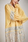 Buy_Sue Mue_Gold Mul Band Collar Embroidered Short Tunic _Online_at_Aza_Fashions