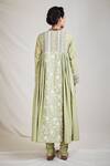Shop_Sue Mue_Green Cotton, Mul Round Embroidered Anarkali Set _at_Aza_Fashions