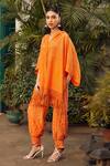 Twenty Nine_Orange Crushed Bandhani Hoodie_Online_at_Aza_Fashions