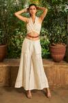 Buy_Twenty Nine_White Chanderi Silk Hand Embroidered Mirror Flared Pant _at_Aza_Fashions