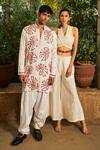 Twenty Nine_White Chanderi Silk Hand Embroidered Mirror Flared Pant _at_Aza_Fashions