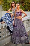 Twenty Nine_Purple Crepe Hand Embroidered Mirror Lehenga _Online_at_Aza_Fashions