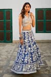 Shop_Twenty Nine_Blue Gajji Silk Bandhani Hand Embroidered Kutch Lehenga _Online_at_Aza_Fashions