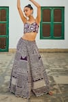 Shop_Twenty Nine_Purple Crepe Hand Embroidered Mirror Lehenga _Online_at_Aza_Fashions