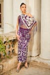 Twenty Nine_Purple Crepe Embroidery Thread Hand Bell-bottom Pant _Online_at_Aza_Fashions
