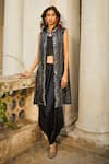 Twenty Nine_Black Modal Satin Solid Afghani Dhoti Pant _Online_at_Aza_Fashions