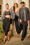 Twenty Nine_Black Modal Satin Solid Afghani Dhoti Pant _at_Aza_Fashions