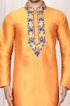 Shop_Aryavir Malhotra_Orange Dupion Silk Embroidered Short Kurta _Online_at_Aza_Fashions