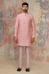 Buy_Devnaagri_Pink Cotton , Chanderi Kurta And Pant Set _Online_at_Aza_Fashions
