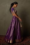 Shop_RI.Ritu Kumar_Purple Blouse Chinon, Dupatta Organza, Lehenga Banaras Bridal Set _Online_at_Aza_Fashions