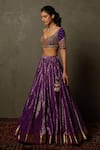 RI.Ritu Kumar_Purple Blouse Chinon, Dupatta Organza, Lehenga Banaras Bridal Set _at_Aza_Fashions