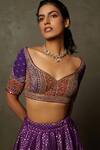 Shop_RI.Ritu Kumar_Purple Blouse Chinon, Dupatta Organza, Lehenga Banaras Bridal Set _at_Aza_Fashions