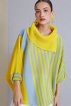 Scarlet Sage_Yellow Polyester Sloane Stripe Print Pleated Top_at_Aza_Fashions