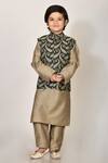 Buy_Arihant Rai Sinha_Green Handloom Silk Bundi And Kurta Set For Boys_at_Aza_Fashions