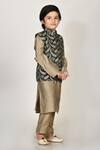Arihant Rai Sinha_Green Handloom Silk Bundi And Kurta Set For Boys_Online_at_Aza_Fashions