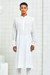 Buy_Rajesh Pratap Singh_White Cotton Textured Kurta Set _at_Aza_Fashions