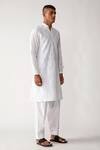 Rajesh Pratap Singh_White Cotton Pawta Pintuck Kurta Set _Online_at_Aza_Fashions