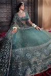 Buy_Kritika Dawar_Green Chanderi, Georgette, Net Mirrors, Scallop Embroidered Bridal Lehenga Set _Online_at_Aza_Fashions