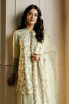 Buy_Nehha Nhata_Beige Silk Embroidery, Sequins Round Neck Hand Kurta Sharara Set _Online_at_Aza_Fashions