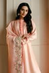 Nehha Nhata_Peach Silk Hand Embroidered Floral Patterns Round Kurta Set With Dupatta _Online_at_Aza_Fashions