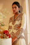 Buy_Nehha Nhata_Off White Organza Embroidery Hand Blazer And Sharara Set _Online_at_Aza_Fashions