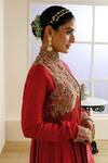 Buy_Nehha Nhata_Red Chanderi, Organza Embroidery Bandeau Neck Silk Yoke Anarkali With Dupatta _Online_at_Aza_Fashions