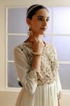 Buy_Nehha Nhata_Off White Chander Embroidered Floral Thread Work Anarkali With Dupatta _Online_at_Aza_Fashions