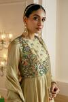 Buy_Nehha Nhata_Gold Silk Embroidery, Tassels Round Neck Yoke Anarkali With Dupatta _Online_at_Aza_Fashions