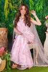 Shop_Ohaila Khan_Pink Chanderi, Organza, Crepe Maia Geometric Embroidered Kurta Sharara Set _Online_at_Aza_Fashions
