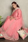 Shop_Falguni.Foram_Pink Kurta And Pant Silk Chanderi & Dupatta Banarasi Kalidar Set  _Online_at_Aza_Fashions