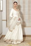 Jigar Mali_Off White Chanderi And Organza Lining Shantoon Embroidery Dori & Anarkali Set _Online_at_Aza_Fashions