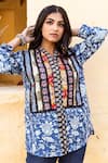Buy_Gulabo Jaipur_Blue Cotton Printed Floral V Neck Zia Pattern Top For Women_Online_at_Aza_Fashions
