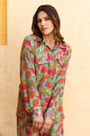 Buy_Gulabo Jaipur_Green Muslin Printed Floral Notched Pant Set 