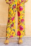 Buy_Gulabo Jaipur_Yellow Muslin Printed Floral Notched Shirt Pant Set _Online_at_Aza_Fashions