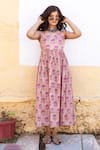 Buy_Gulabo Jaipur_Pink Cotton Coco Floral Print Sleeveless Dress_Online_at_Aza_Fashions