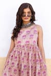Gulabo Jaipur_Pink Cotton Coco Floral Print Sleeveless Dress_at_Aza_Fashions