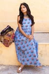 Buy_Gulabo Jaipur_Blue Cotton Coco Floral Print Sleeveless Dress_Online_at_Aza_Fashions