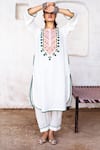 Gulabo Jaipur_White Cotton Lace Round Neck Arzu Floral Embroidered Kurta And Pant Set _Online_at_Aza_Fashions