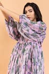 Buy_Aroop Shop India_Purple Chiffon Open Neck Katherine Aster Print Dress _Online_at_Aza_Fashions