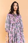 Shop_Aroop Shop India_Purple Chiffon Open Neck Katherine Aster Print Dress _Online_at_Aza_Fashions